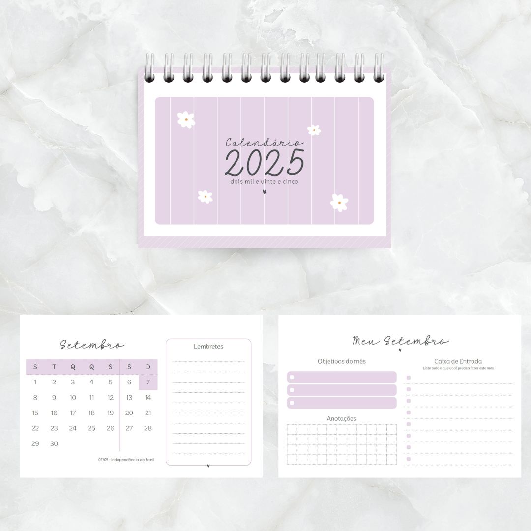 Calendário de mesa Flower Horizontal 2025