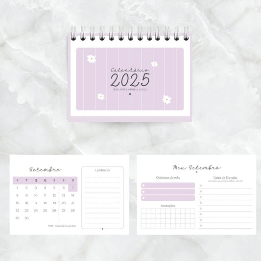 Calendário de mesa Flower Horizontal 2025