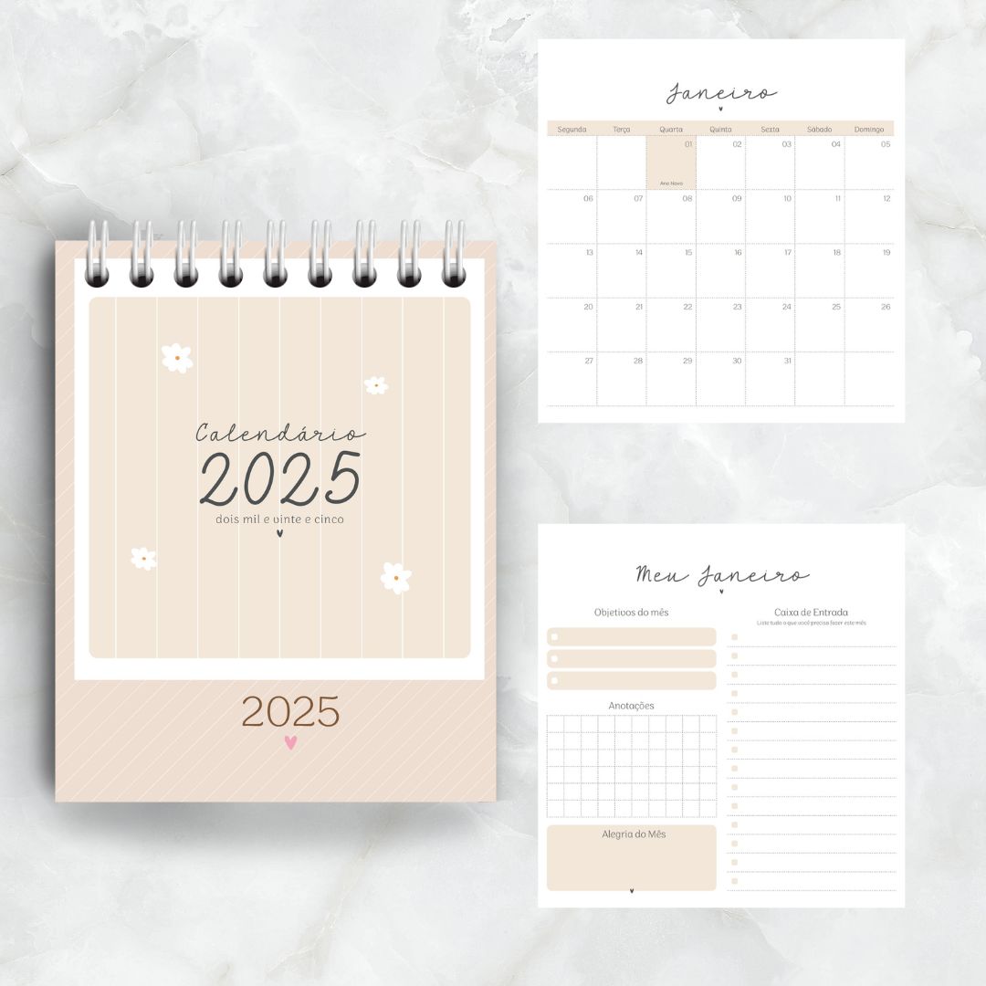Calendário de mesa Flower Quadrado 2025