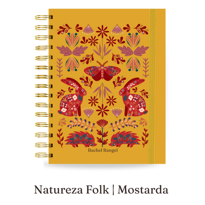 Planner 2027 Essencial Midi — Natureza Folk — Mostarda