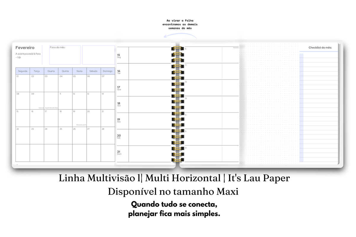 Planner 2027 Multivisão Horizontal Maxi — Trama Color