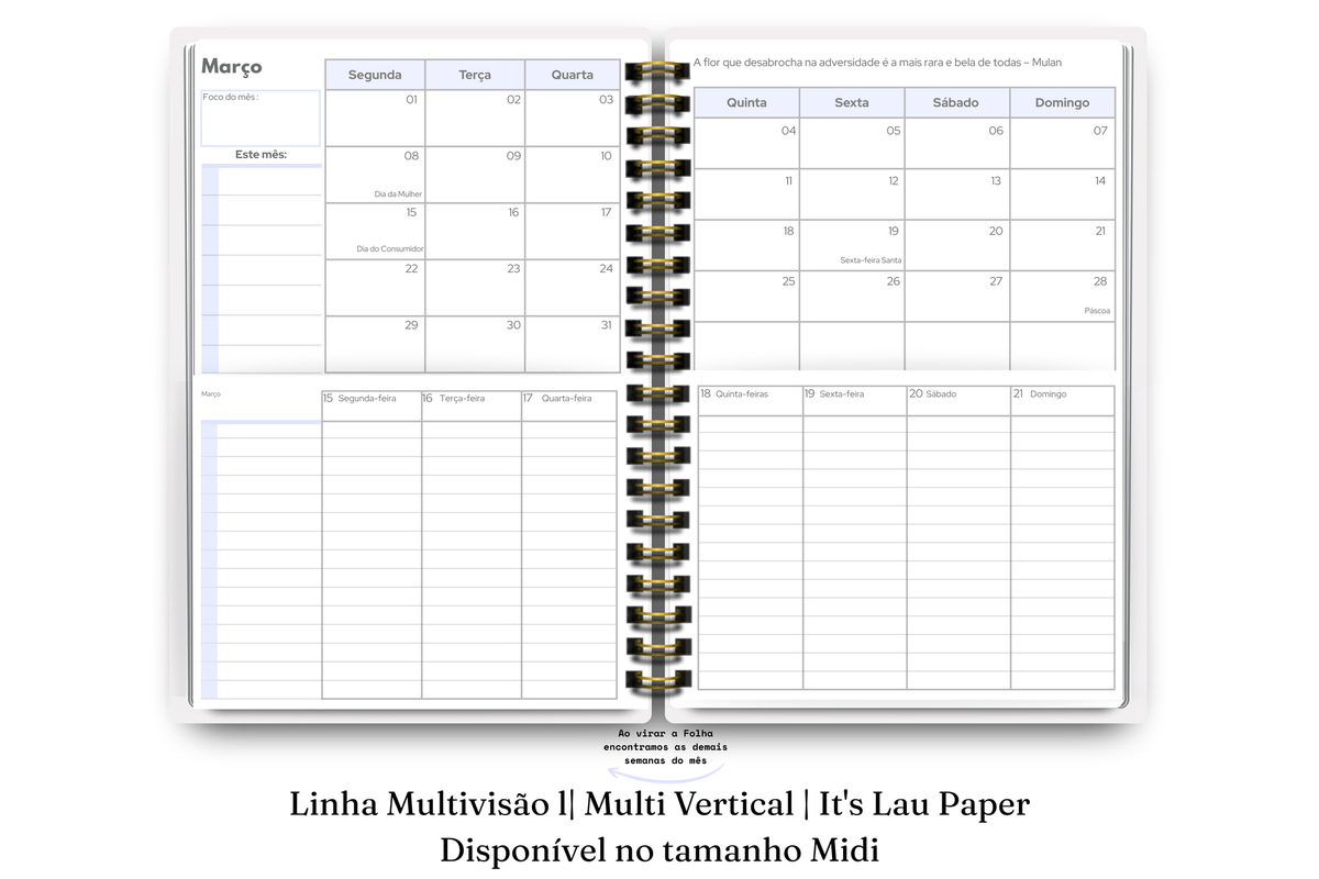 Planner 2027 Multivisão Vertical Midi — Entrelace