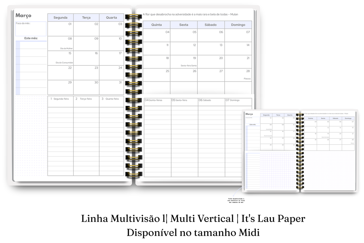 Planner 2027 Multivisão Vertical Midi — Entrelace