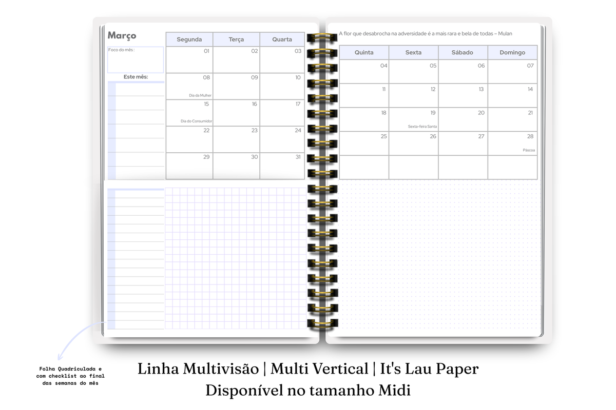 Planner 2027 Multivisão Vertical Midi — Entrelace