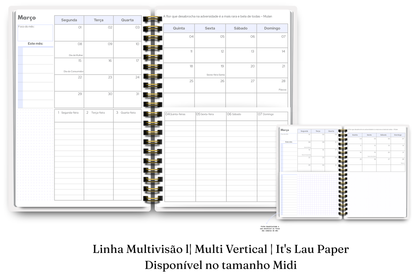 Planner 2027 Multivisão Vertical Midi — Wave Cacau