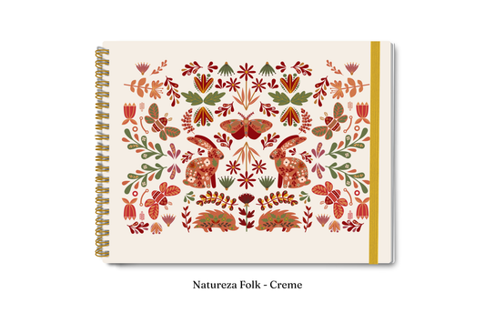 Planner 2027 Multivisão Horizontal Maxi — Natureza Folk — Creme