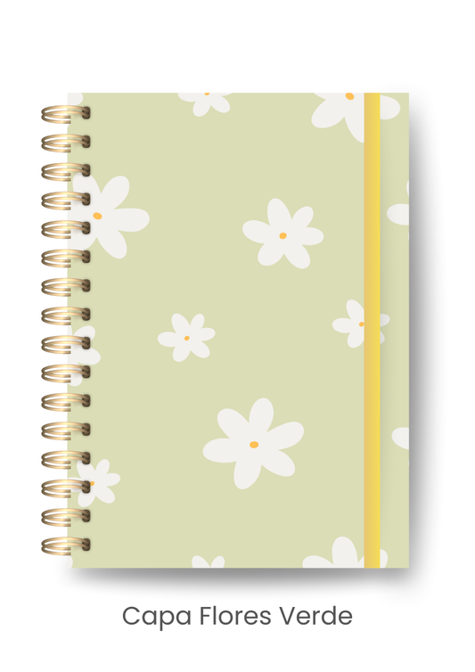 Caderno Pocket Mix - Margarida | Flores Verde
