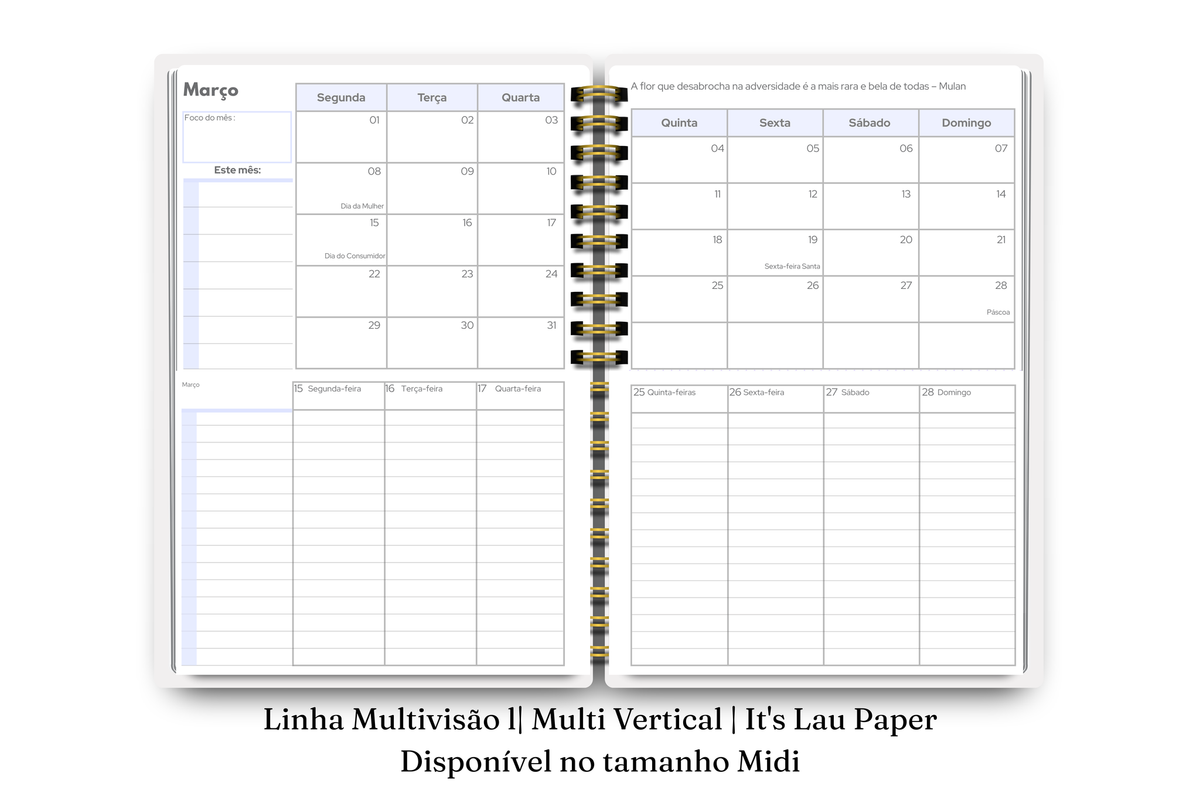 Planner 2027 Multivisão Vertical Midi — Entrelace
