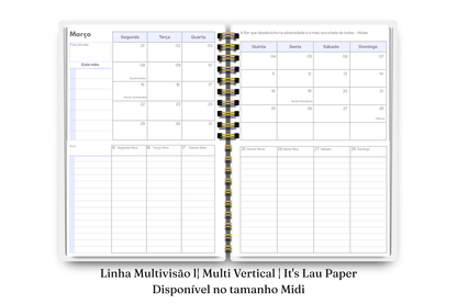 Planner 2027 Multivisão Vertical Midi — Wave Cacau