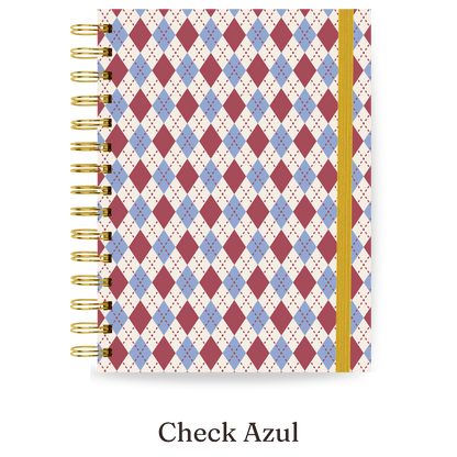 Planner 2027 Multivisão Horizontal Maxi — Check Azul, capa Check Azul