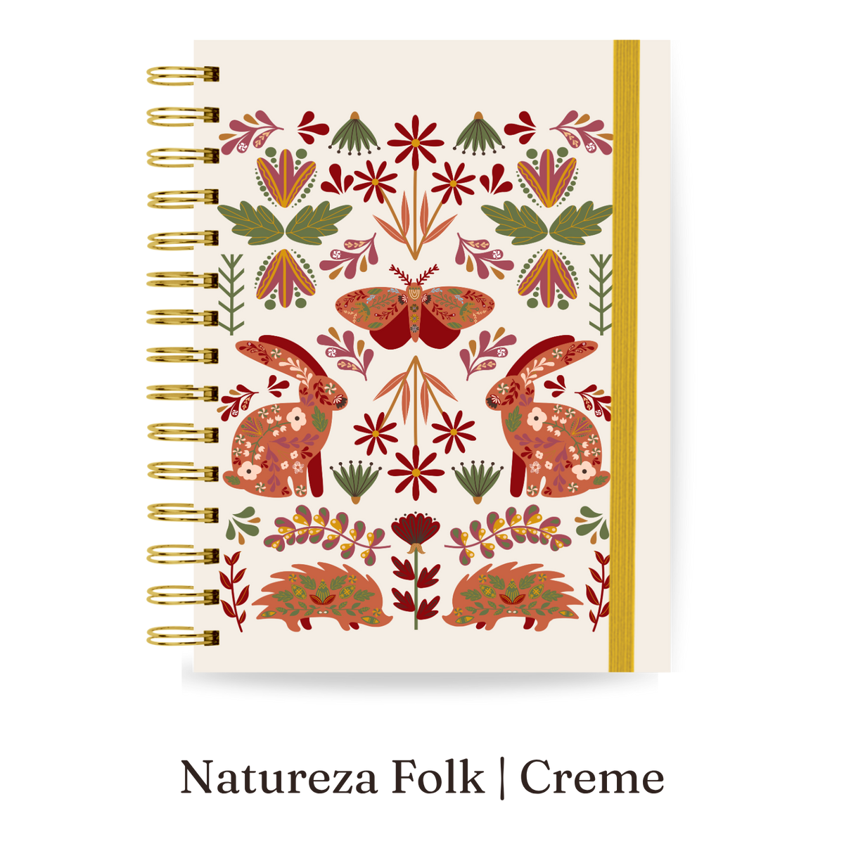 Planner 2027 Multivisão Horizontal Maxi — Natureza Folk — Creme, capa Natureza Folk — Creme