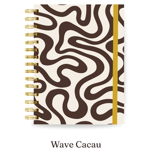Planner 2027 Multivisão Horizontal Maxi — Wave Cacau, capa Wave Cacau